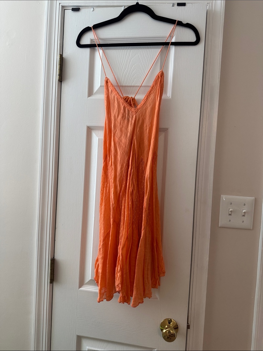 Free People Orange Spaghetti Strap Mini Dress